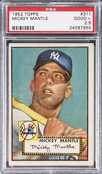1952 Topps #311 Mickey Mantle Rookie Card – PSA GD+ 2.5
